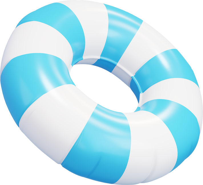 3D Blue and White Swimming Ring
